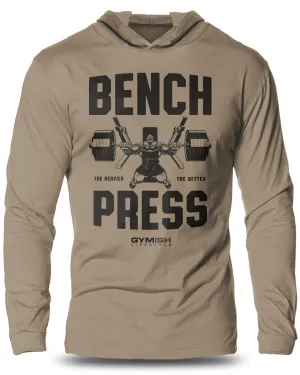 025. Bench Press Lightweight Long Sleeve Hooded T-shirt for Men