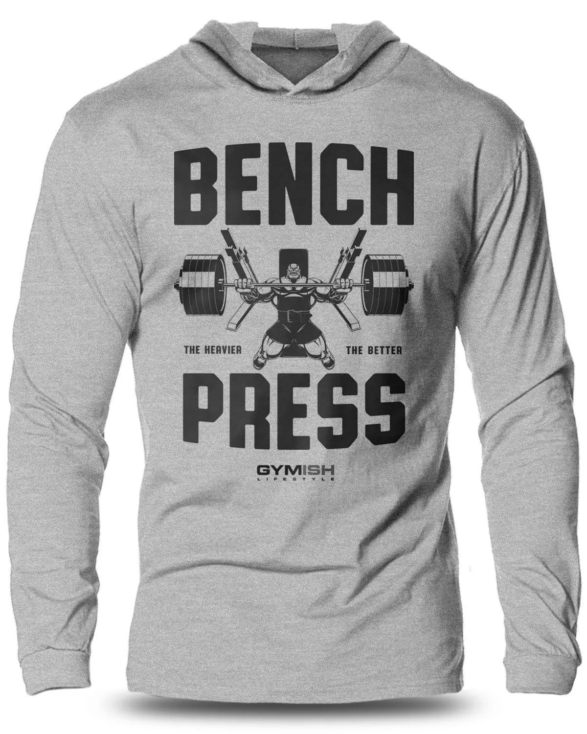 025. Bench Press Lightweight Long Sleeve Hooded T-shirt for Men