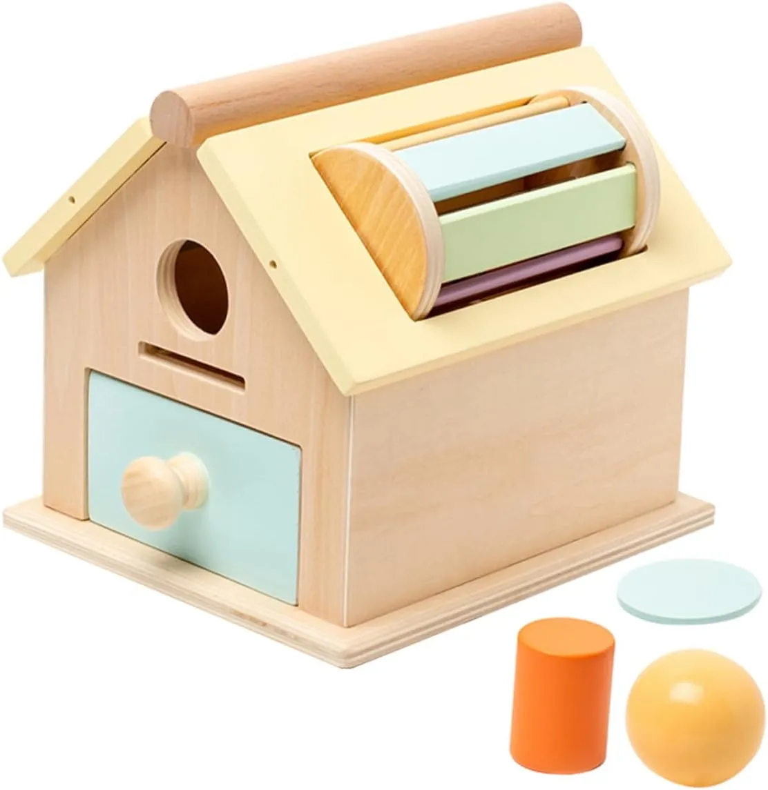 1 Set Montessori Wooden Coin Box Ball Educational Learning for Sensory Play Enhances Concentration Hand Coordination Natural Material Design