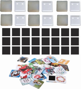 100 Set 2'' x 2'' Square Fridge Magnet Button Making Supplies for Badge Press Machine, DIY Square Photo Picture Magnet Button, Not Including Machine