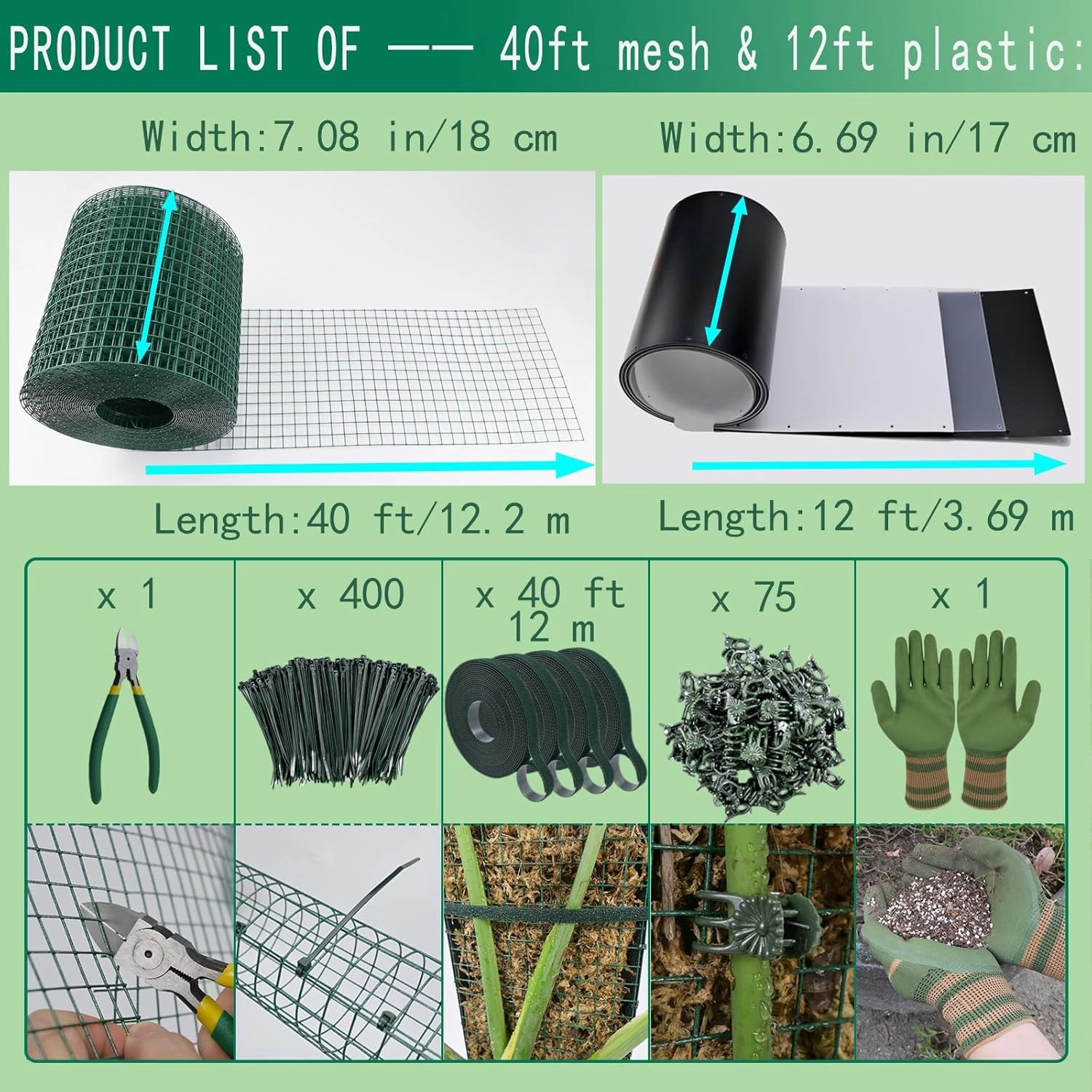 10ft/20ft/40ft DIY Metal Mesh Sphagnum Moss Pole Monstera Plant Support Self Watering Plant Poles for Climbing Indoor Plants(40ft Coated Wire Mesh，12ft Plastic Moss Poles)