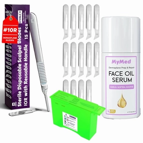 10R Dermaplane Razor for Women face Pack of 15   Dermaplane Blade Remover Box for Safe Disposal   Dermaplane Oil for Women Face.