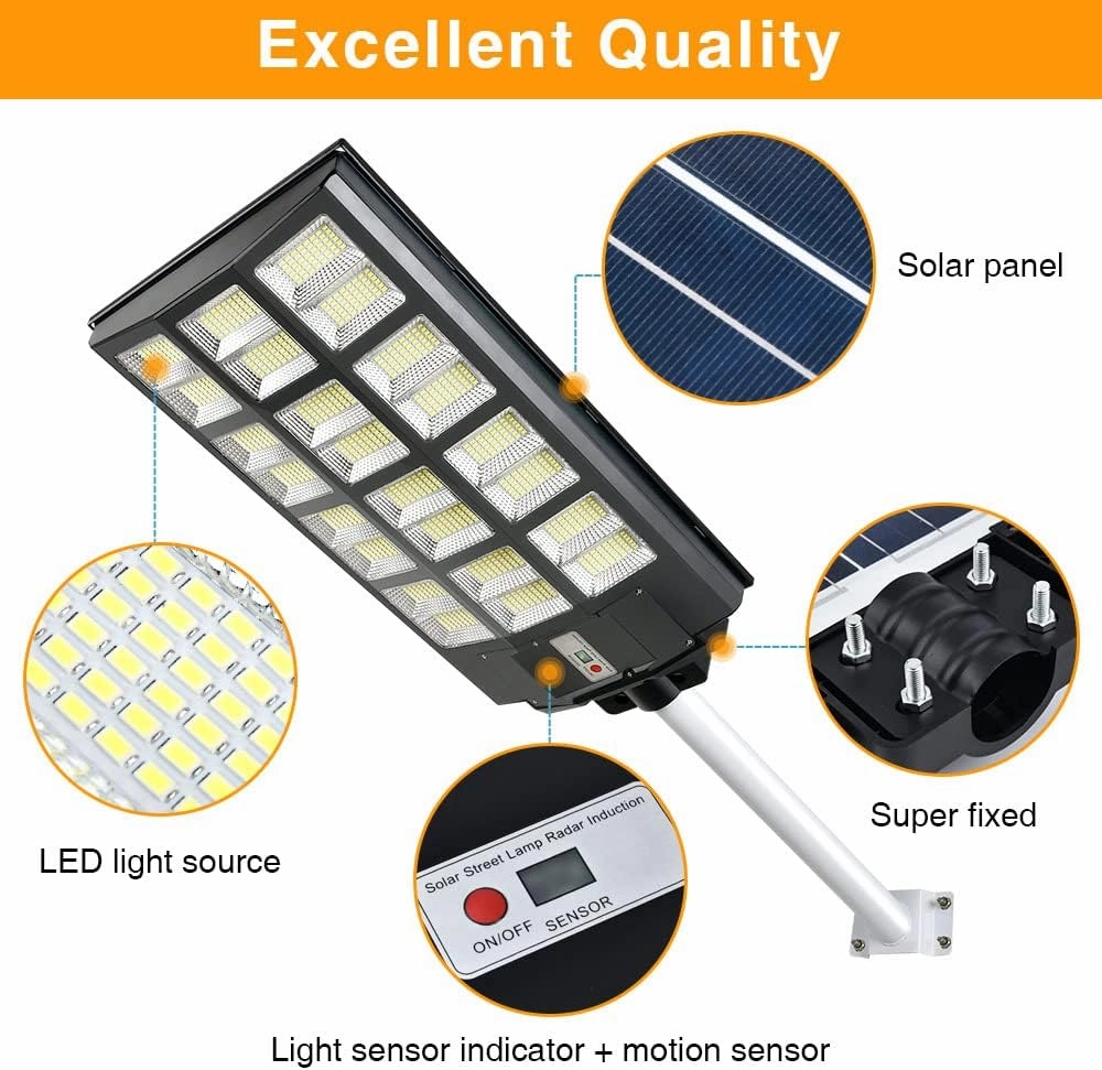12000W Solar Street Lights Outdoor, 100000 Lumens Dusk to Dawn Motion Sensor Security Flood Light Waterproof, Perfect for Garden,Yard, Street, Parking lot