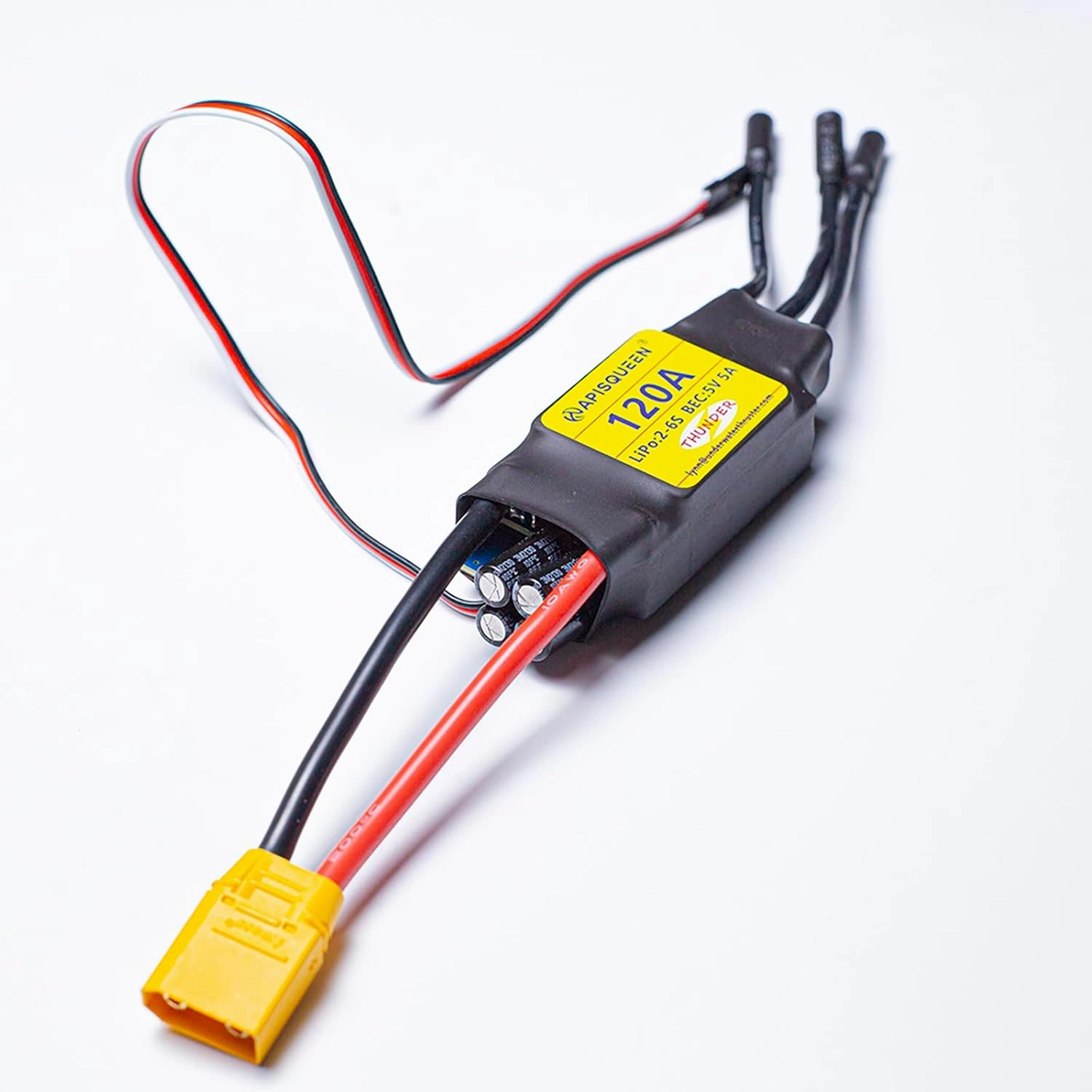 120A ESC 2-6S LiPo Brushless Electronic Speed Controller with BEC XT90 & 5.0mm Plug for RC Airplane Drone Model
