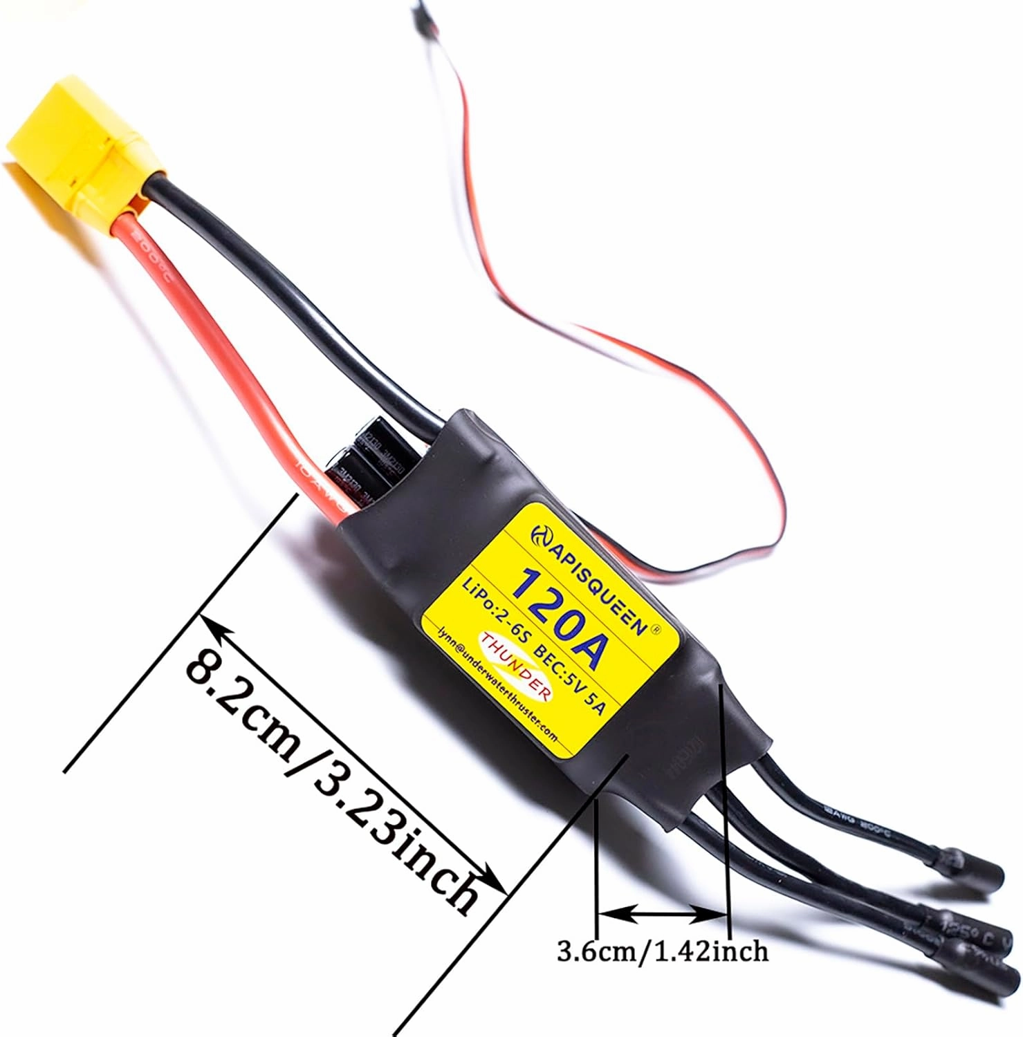 120A ESC 2-6S LiPo Brushless Electronic Speed Controller with BEC XT90 & 5.0mm Plug for RC Airplane Drone Model