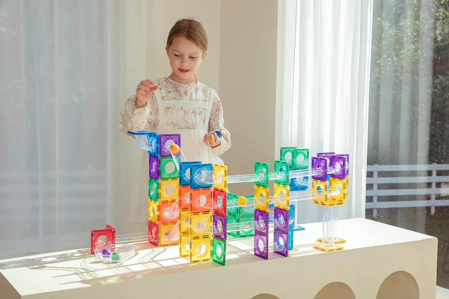 120PCS Premium MagneticTiles Marble Run, MagnetTiles, STEM AUTHENTICATED, Magnetic Blocks, Magnetic Building Blocks, Magnets for Kids, MagneticTile Toy, Boys Girls Age 3 4 5 6 7 8