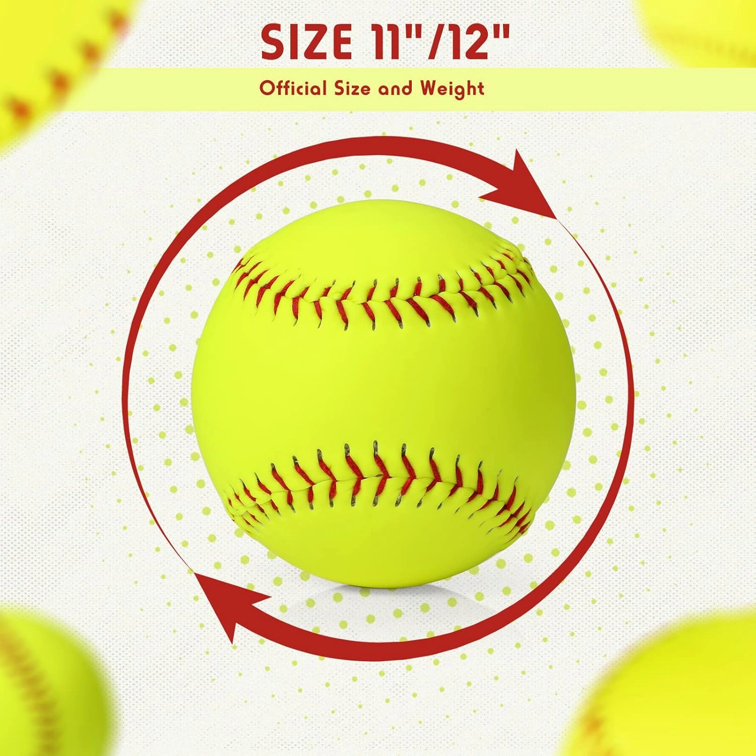 12 Pack Sports Practice Softballs, Official Size and Weight Slowpitch Softball, Unmarked Leather Covered Youth Fastpitch Softball Ball Training Ball for Games, Practice and Training