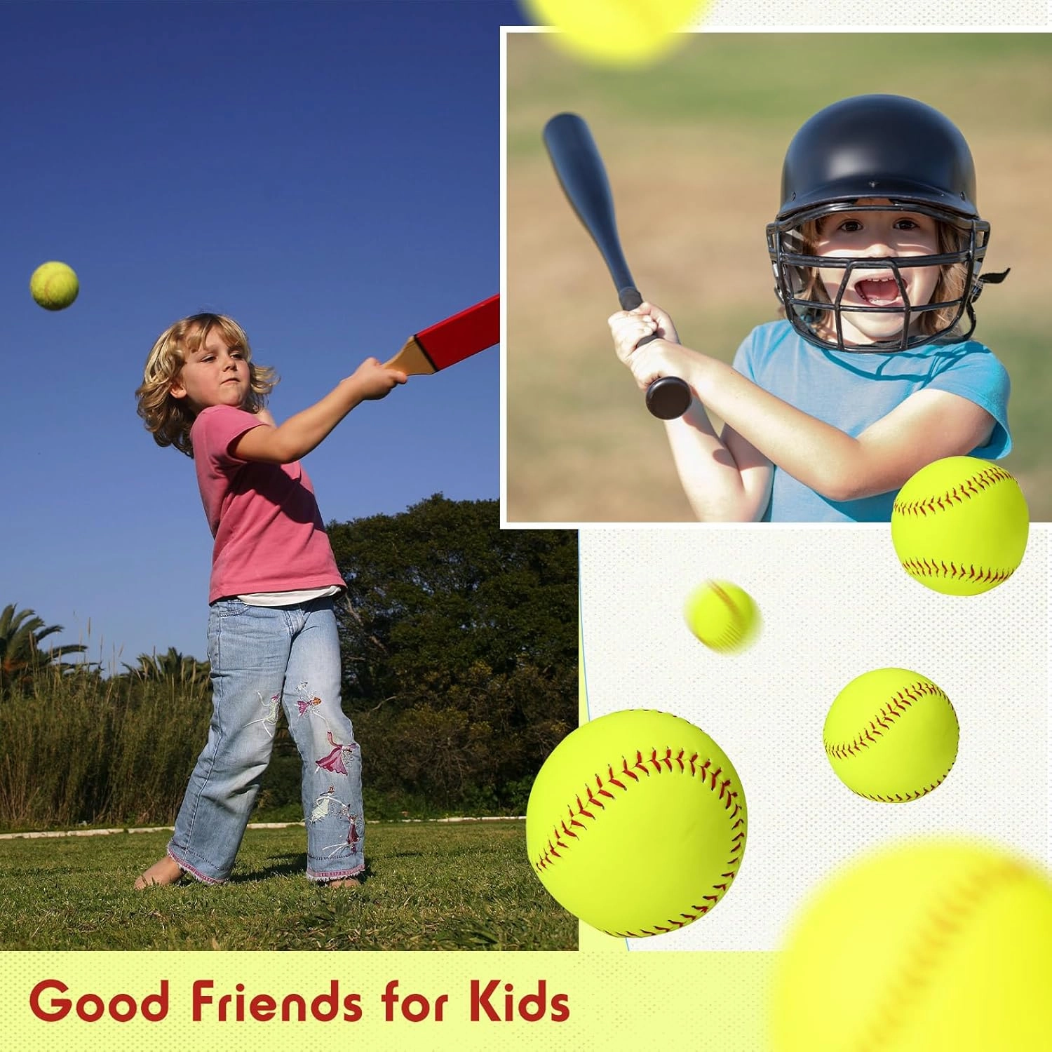 12 Pack Sports Practice Softballs, Official Size and Weight Slowpitch Softball, Unmarked Leather Covered Youth Fastpitch Softball Ball Training Ball for Games, Practice and Training