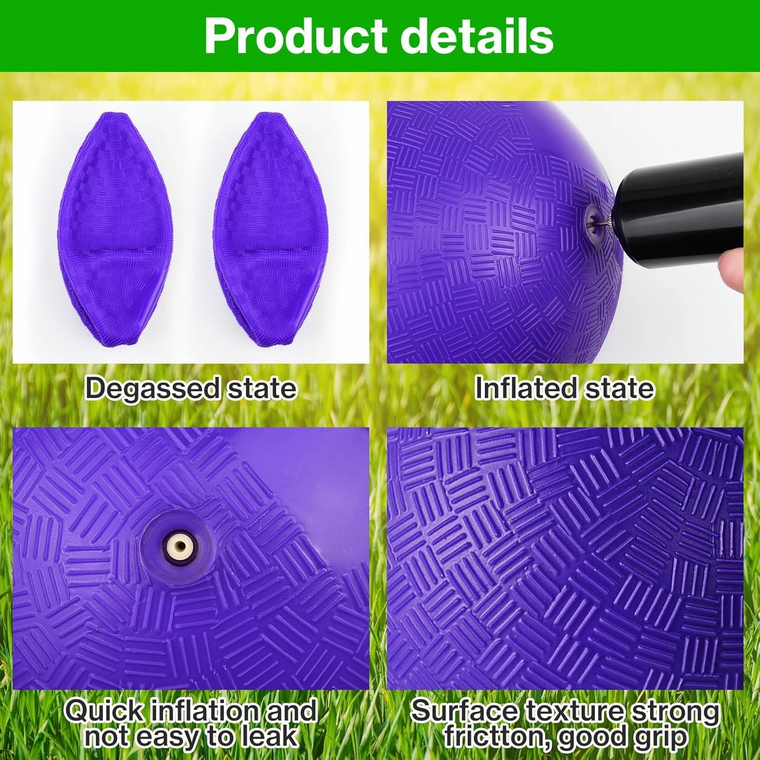 12 Pcs Dodgeballs 5 Inch Playground Ball Kickball Purple Inflatable Rubber Handball Dodge Ball with 1 Hand Pump for Outdoors Ball Games Gym Camps Picnic (Needle is at The Top of The Pump)