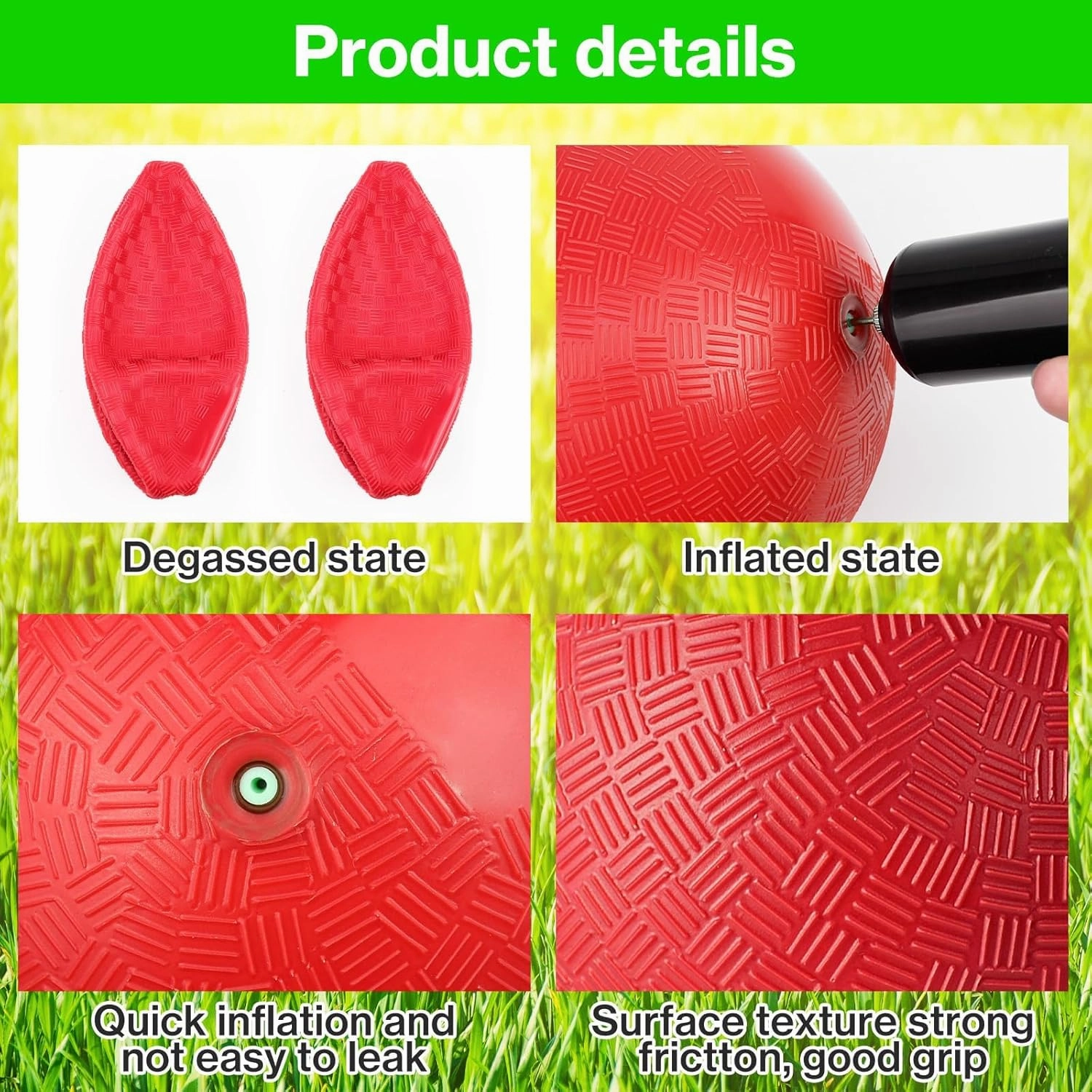 12 Pcs Dodgeballs 5 Inch Playground Ball Kickball Red Inflatable Rubber Handball Bouncy Dodge Ball with 1 Hand Pump for Outdoors Ball Games Gym Camps Picnic (Needle is at The Top of The Pump)