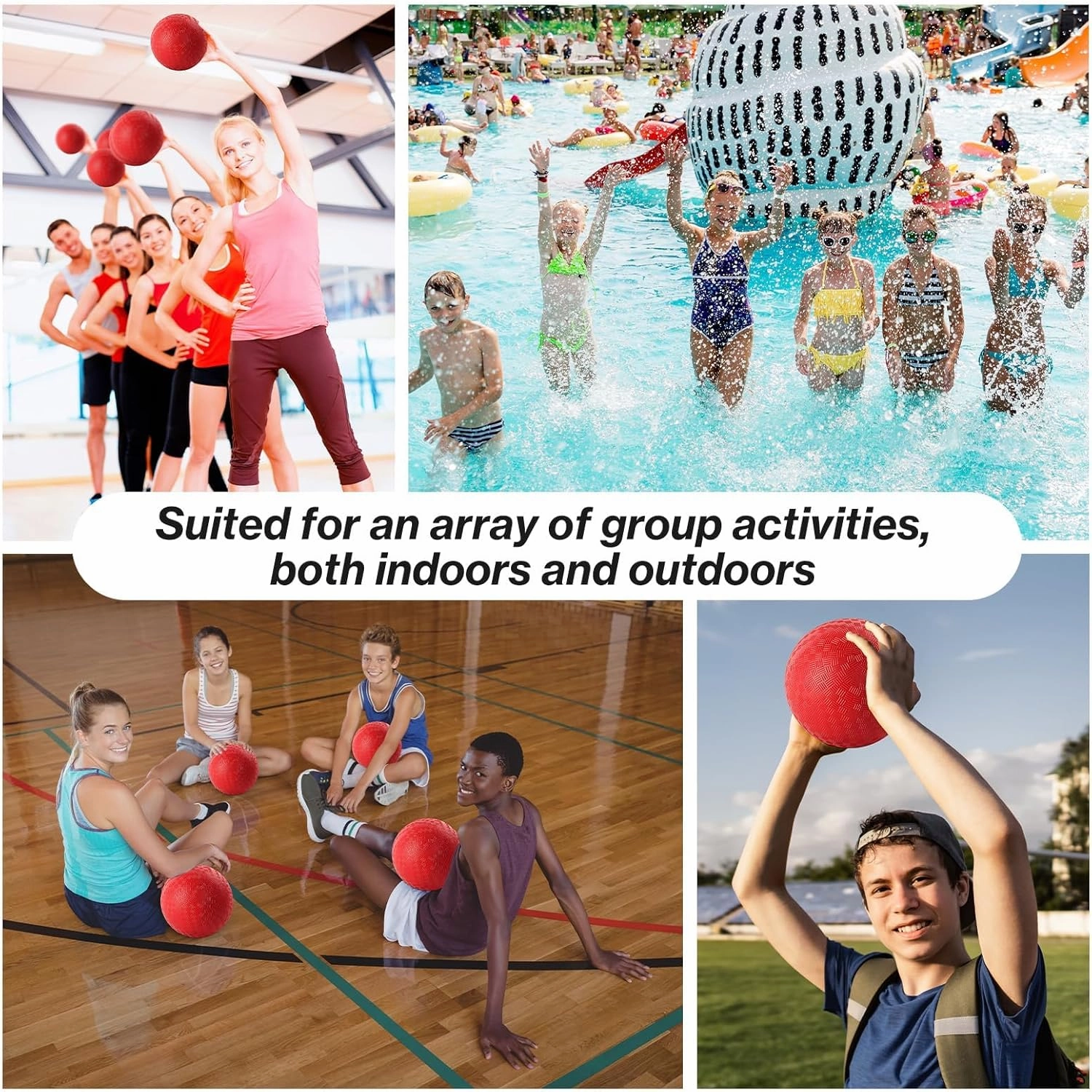 12 Pcs Dodgeballs 5 Inch Playground Ball Kickball Red Inflatable Rubber Handball Bouncy Dodge Ball with 1 Hand Pump for Outdoors Ball Games Gym Camps Picnic (Needle is at The Top of The Pump)