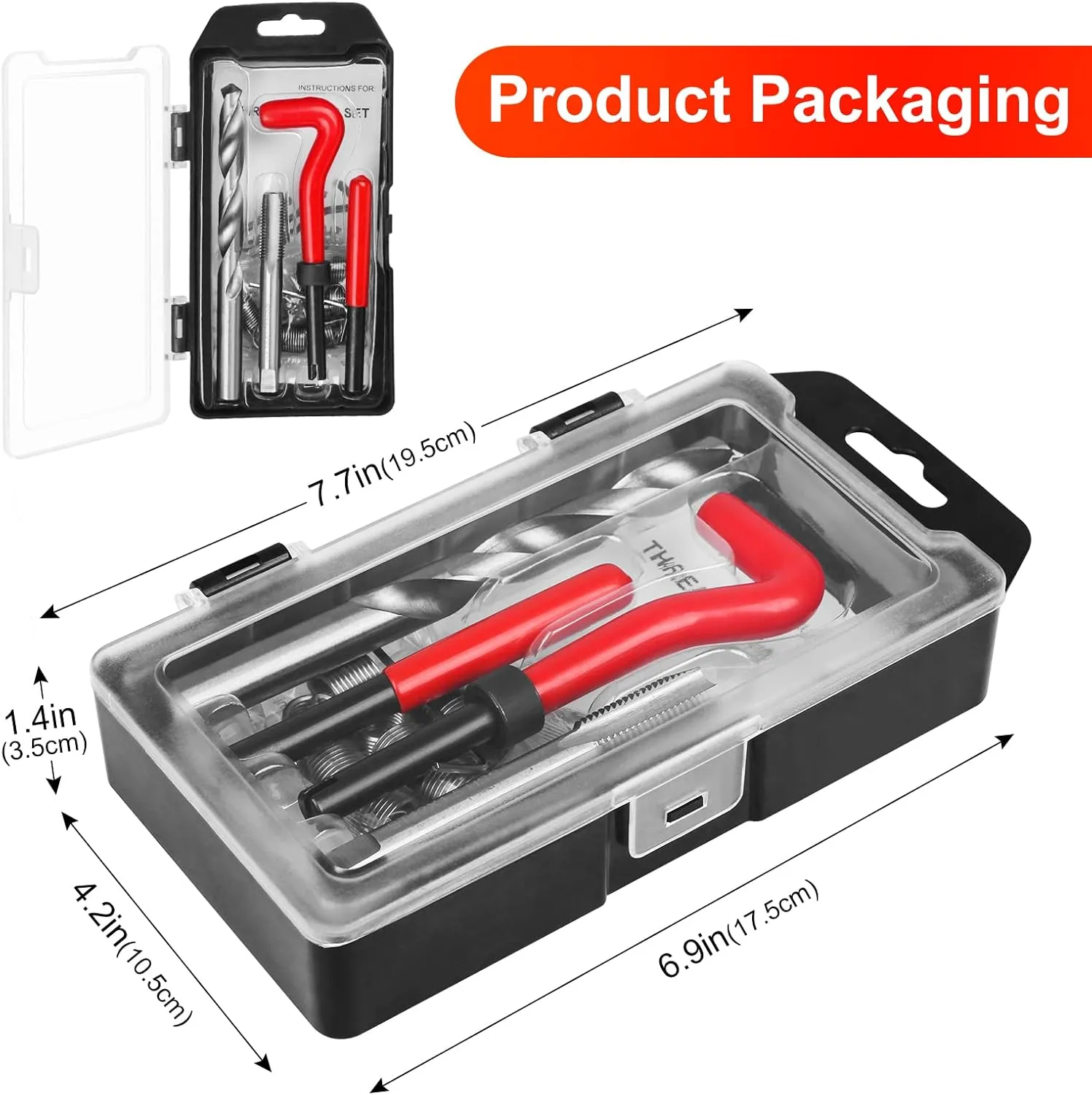15 PCS Thread Repair Kit M12*1.75mm, Helicoil Metric Thread Repair Insert Kit with HSS Drill Bits, Rethreading Inserts Tool Set for Damaged Thread Repairing (Red)