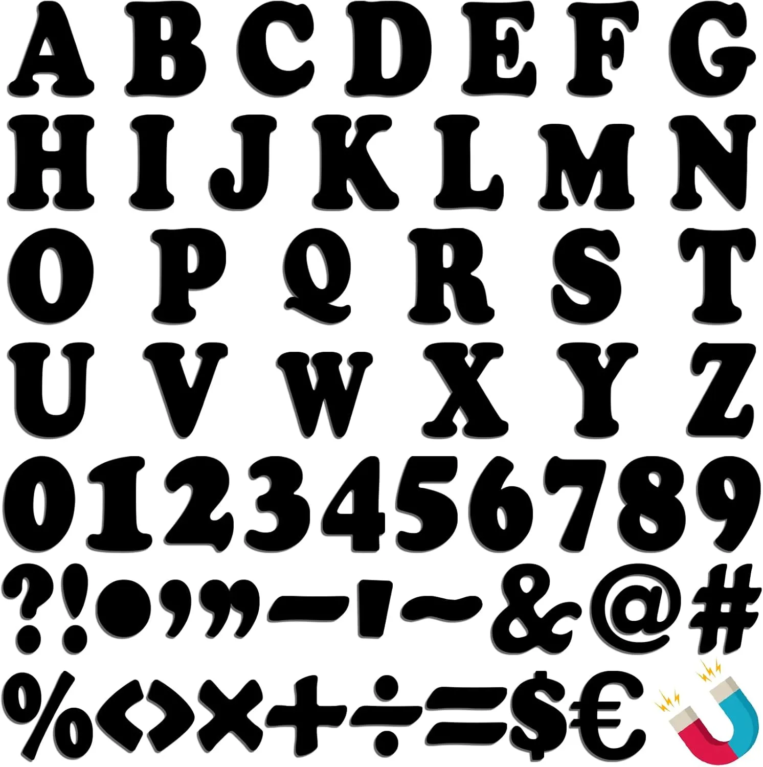 152 Pcs Magnetic Letters and Numbers Set 2'' Fridge Magnetic Alphabet Letters Kit for Toddlers Kids Whiteboard Classroom Educational Tool Home Learning(Black Classic)
