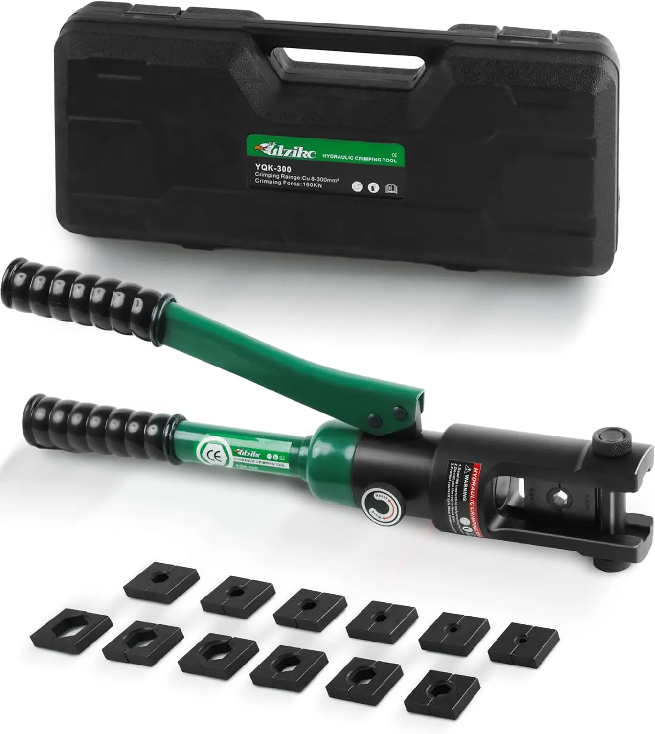 16 Ton Hydraulic Wire Crimper Battery Cable Lug Terminal Crimping Tool WIth Standard US cable Dies,Crimps 6 AWG to 600 MCM, Cable Crimping Tool ​with 13 Pairs of Standard US cable Dies