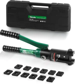 16 Ton Hydraulic Wire Crimper Battery Cable Lug Terminal Crimping Tool WIth Standard US cable Dies,Crimps 6 AWG to 600 MCM, Cable Crimping Tool ​with 13 Pairs of Standard US cable Dies