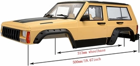 1/10 RC Crawler Hard Body Shell Kit - 313mm Wheelbase Cherokee Body for Axial SCX10, SCX10 II 90046, 90047 & TRX4 Kits (Yellow)