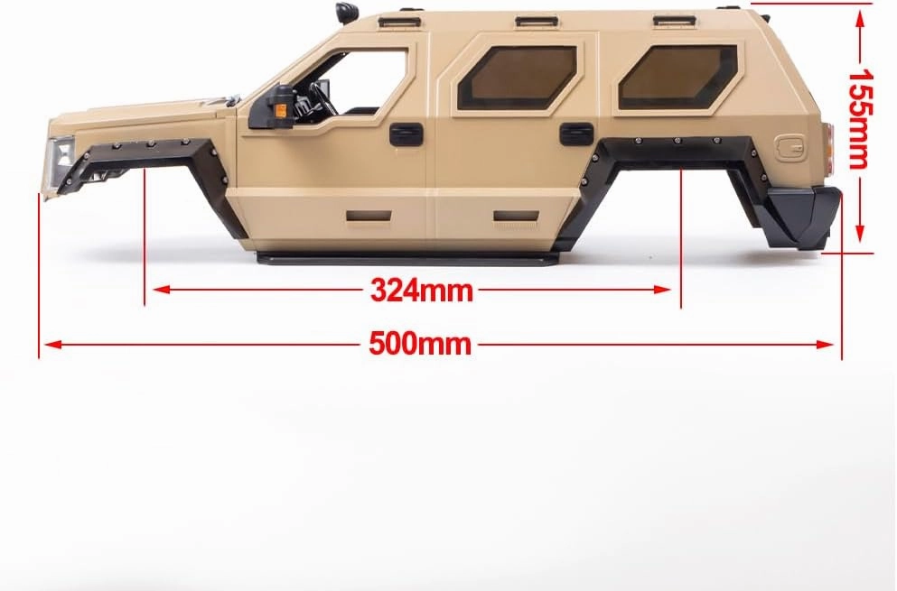 1/10 RC RC Crawler Hard Body Shell Kit,324mm Wheelbase Hard Plastic Off-Road Body Shell George Patton for 1/10 RC Truck AXIAL SCX10 TRX-4 (Khaki)