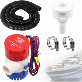 1-1/8 Inch Bilge Pump Hose Dia Plumbing Kit,Bilge Pump Installation Kit-12V 1100GPH Bilge Pumps,6 FT Premium Quality Kink-Free Flexible PVC Hose,1-1/8 Inch ABS Thru-Hull Fitting,2 Hose Clamps