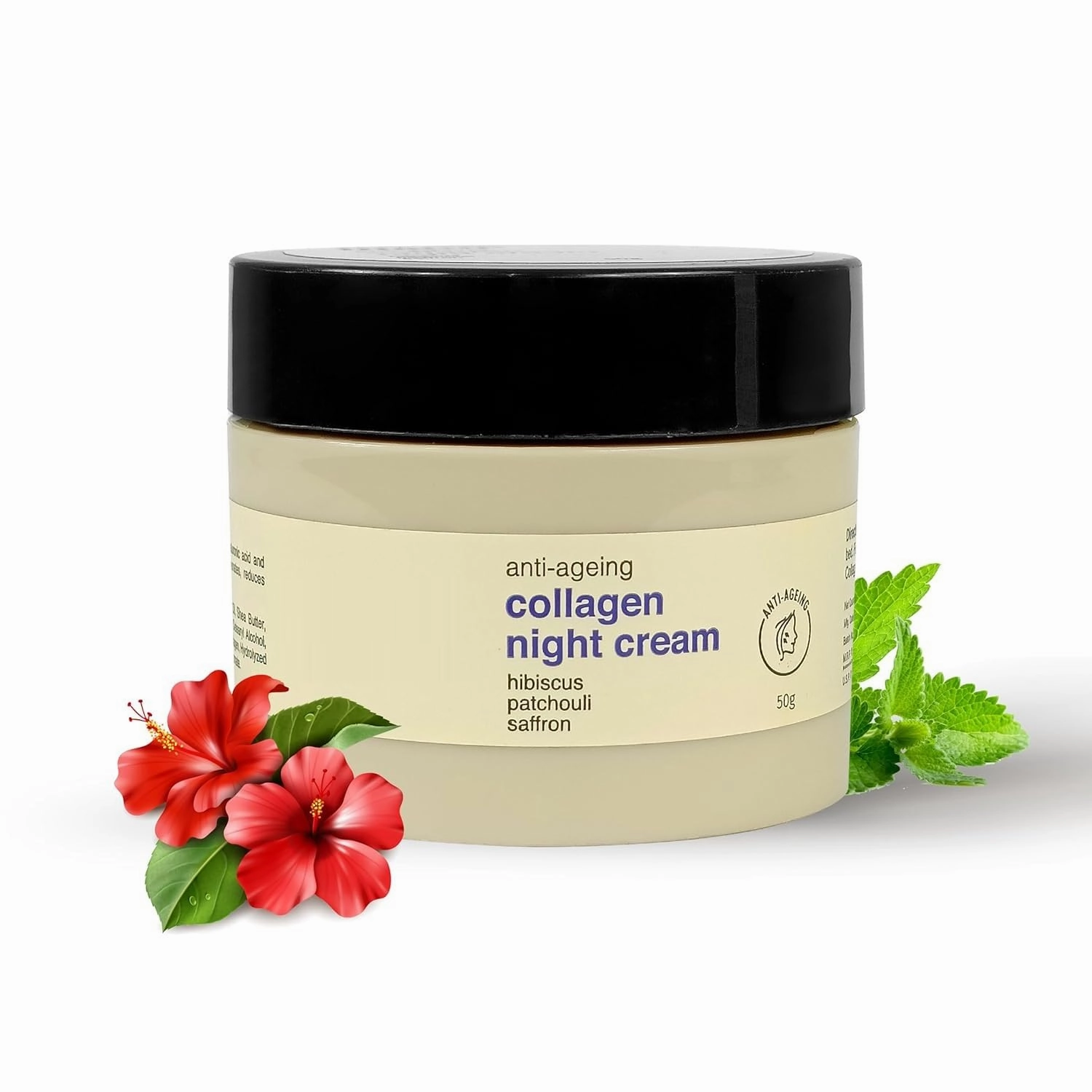 1.76oz Collagen Night Cream for Anti-Aging, Hydration & Firmness with Saffron, Shea Butter & Almond Oil | Natural Skincare for Fine Lines & Wrinkles | Night Moisturizer for Glowing Skin | 50g
