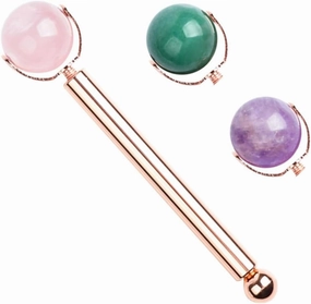1Set Jade Roller Massager Roller Bar Replacement Beads Facial Massage Tool for Skin Care Puffiness Relief Muscle Training Premium Jade Material