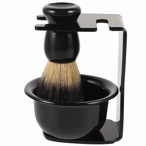 1set Men Shaving Kit Set Lathering Bowl Soft Nylon Bristle Brush Holder Complete Grooming for Home Travel for Smooth Shave