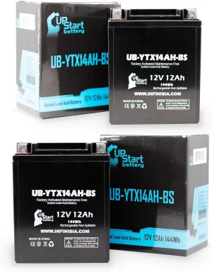 2-Pack UB-YTX14AH-BS Battery Replacement for 1995 Bimota Tesi 900 CC Motorcycle - Factory Activated, Maintenance Free, Motorcycle Battery - 12V, 12AH, UpStart Battery Brand