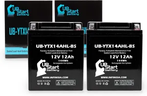 2-Pack UB-YTX14AHL-BS Battery Replacement for Gilera Top Rally, XRT 600 CC Motorcycle - Factory Activated, Maintenance Free, Motorcycle Battery - 12V, 12AH, UpStart Battery Brand