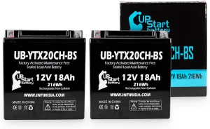 2-Pack UB-YTX20CH-BS Battery Replacement for 2010 Piaggio-Gilera Fuoco 500ie 500 CC Scooter - Factory Activated, Maintenance Free, Motorcycle Battery - 12V, 18AH, UpStart Battery Brand