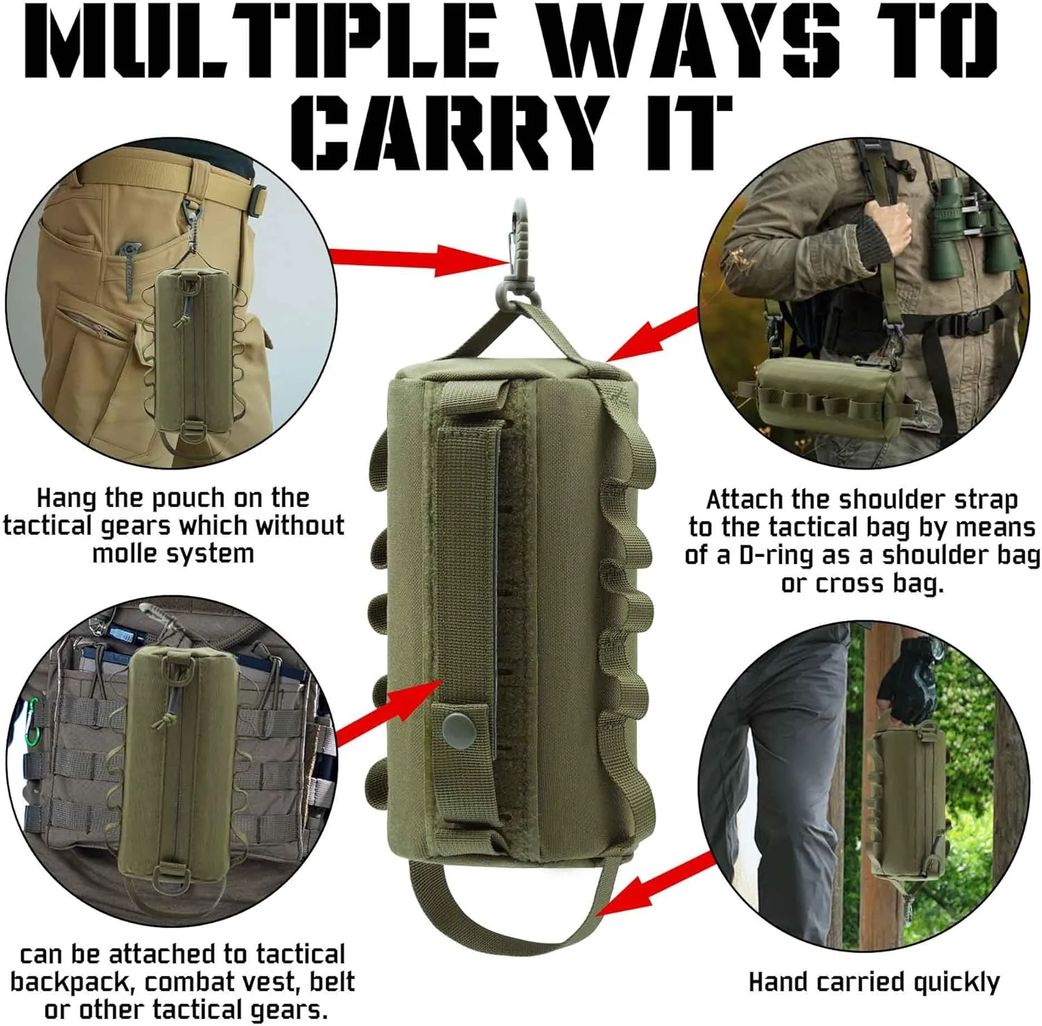 2 Piece Upgrade Laser Cut Multi-Purpose Tactical Molle Tool Pouch, Small Utility Belt Vest Pouches Bag for Backpack