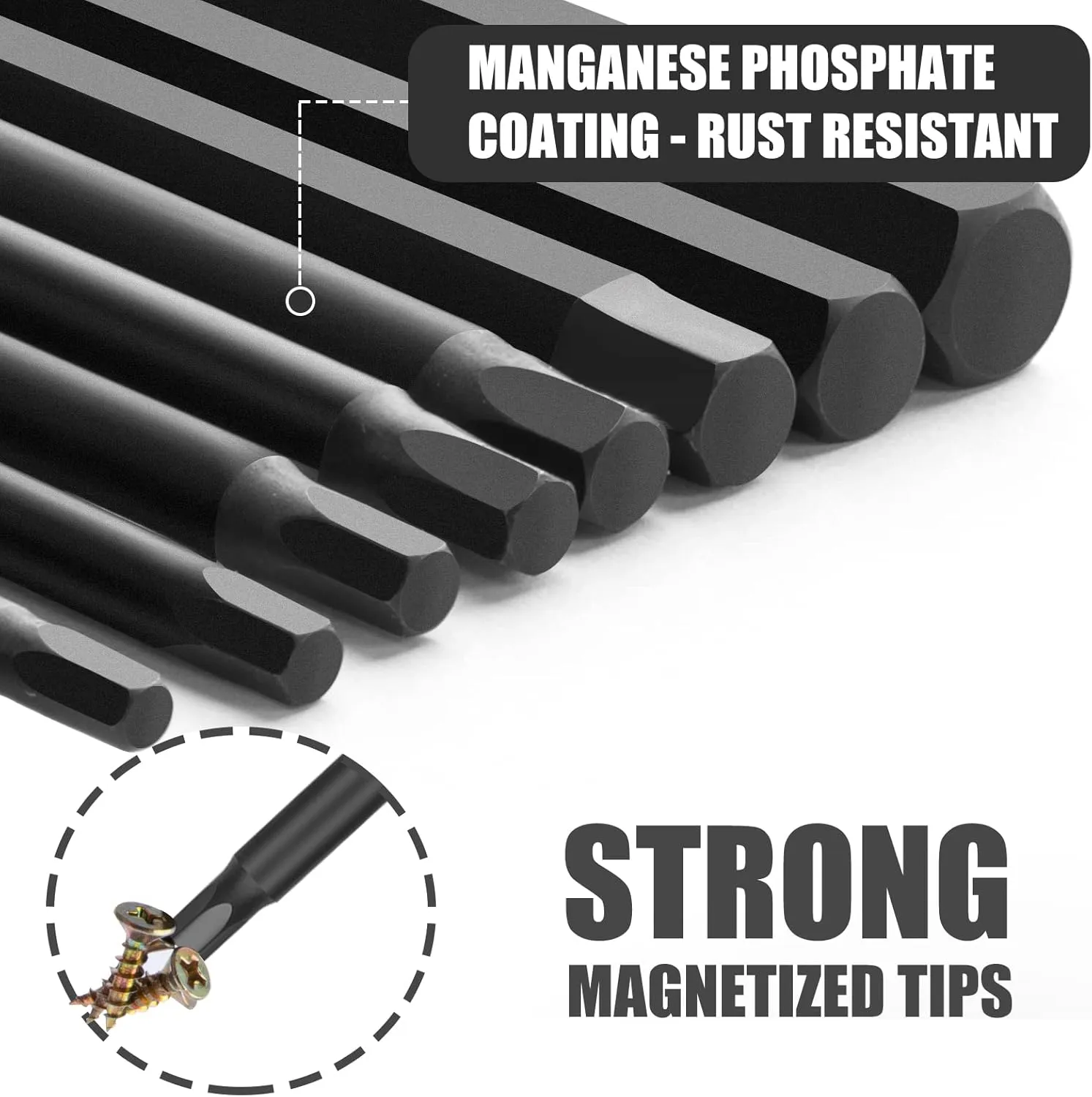 20 Piece Hex Head Allen Wrench Drill Bit Set, 1/4 Inch Hex Shank Metric and SAE S2 Steel Hex Bit Set, Magnetic Tips 3 Inch Long