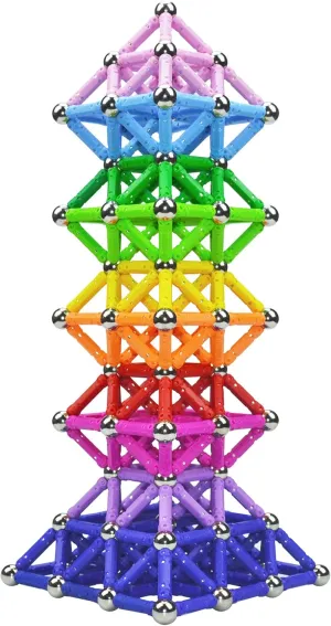 206Pcs Magnetic Building Sticks Blocks, Magnet Educational Toys STEM Toys for Kids and Adult, 3D Construction Building Toy with Storage Bag