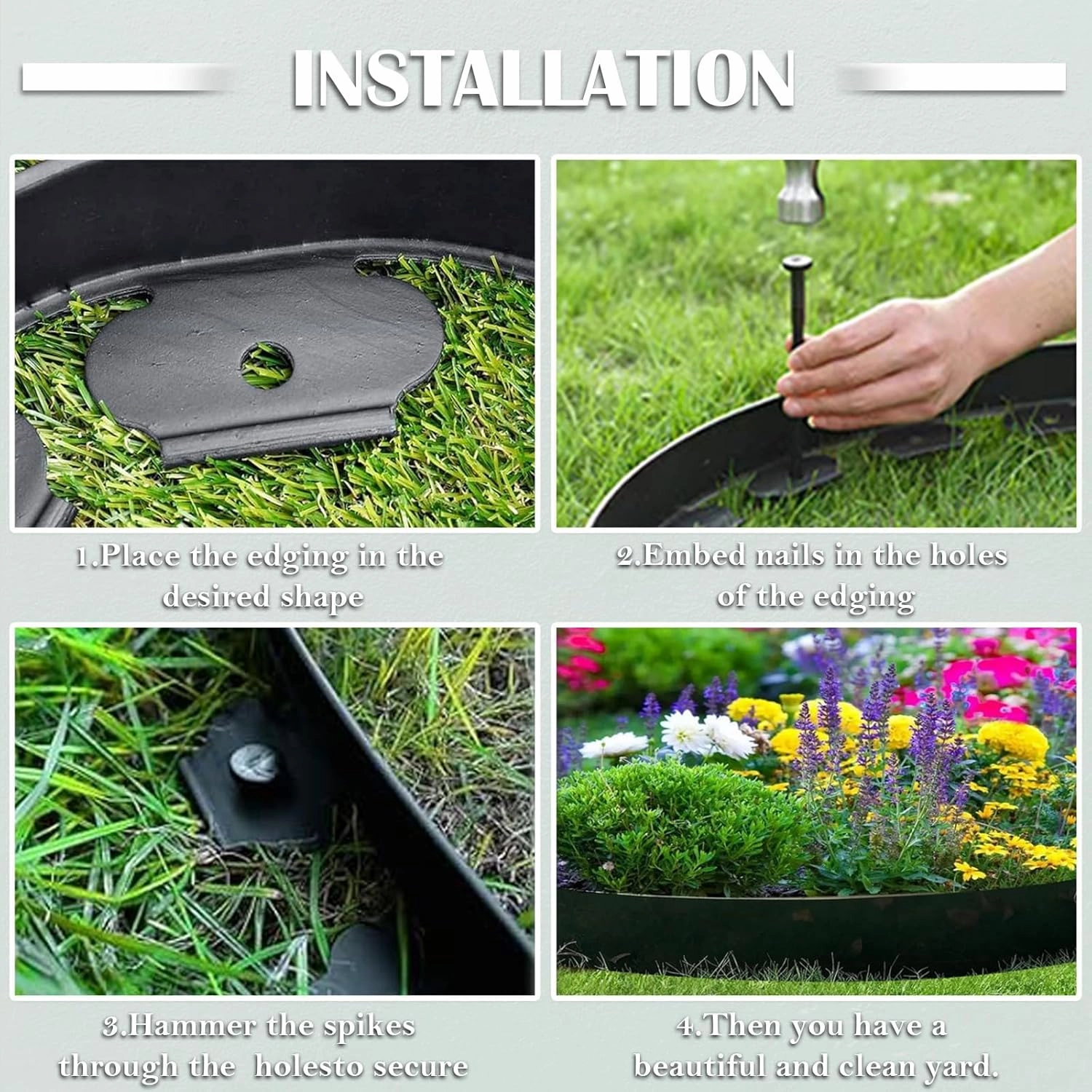 20 ft Fence Edging for Landscaping Include Garden Pruning Scissors,20 Spikes,20 ft Lawn Edging Edging for Landscaping Edging and Garden Edging and Garden Border(Black-20ft)