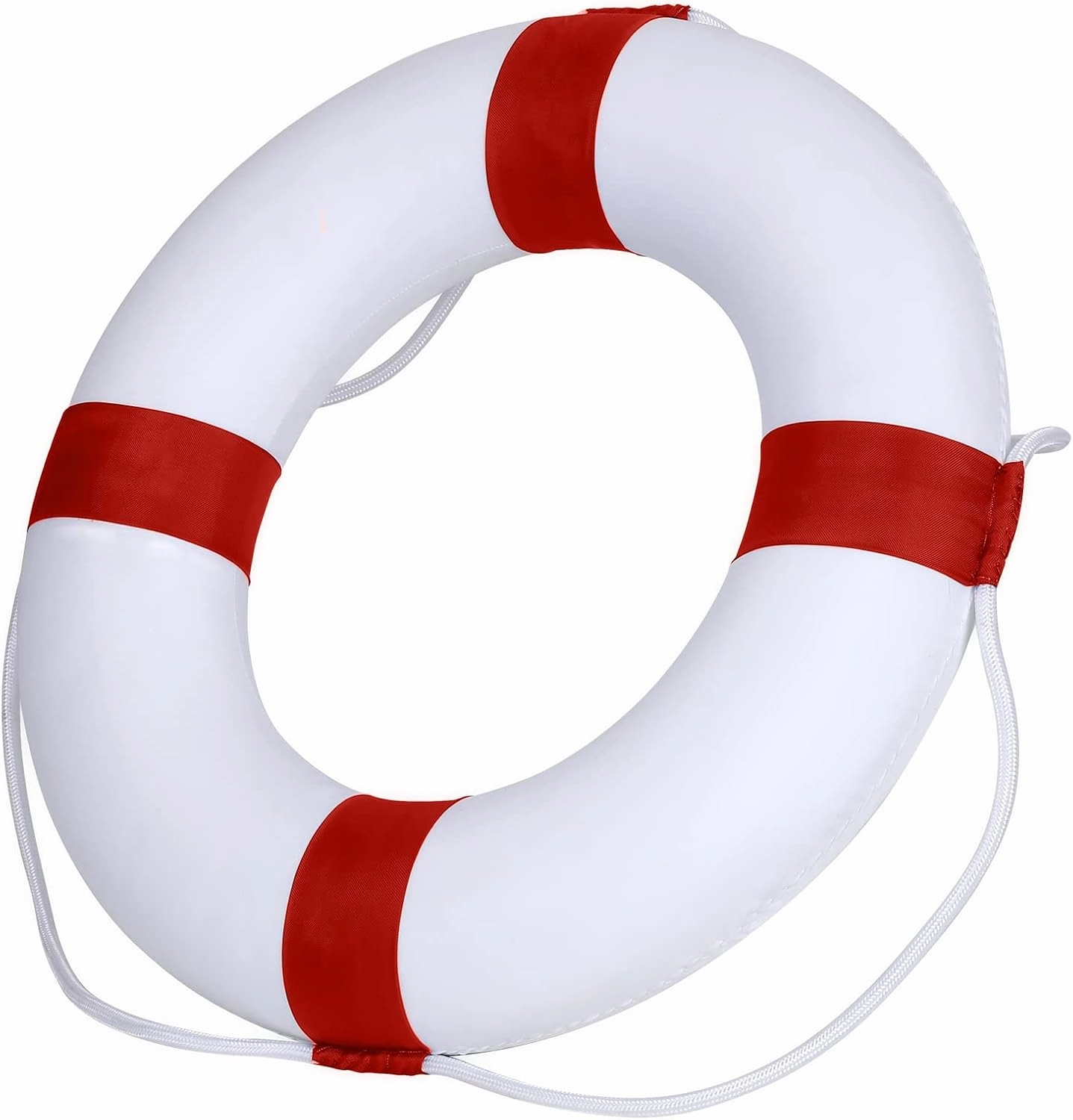 20 Inch / 50cm Pool Safety Life Preserver Throw Ring Buoy- Swim Foam Rings for Swimming Pool Wall Decoration with 98.4FT Water Floating Lifesaving Rope