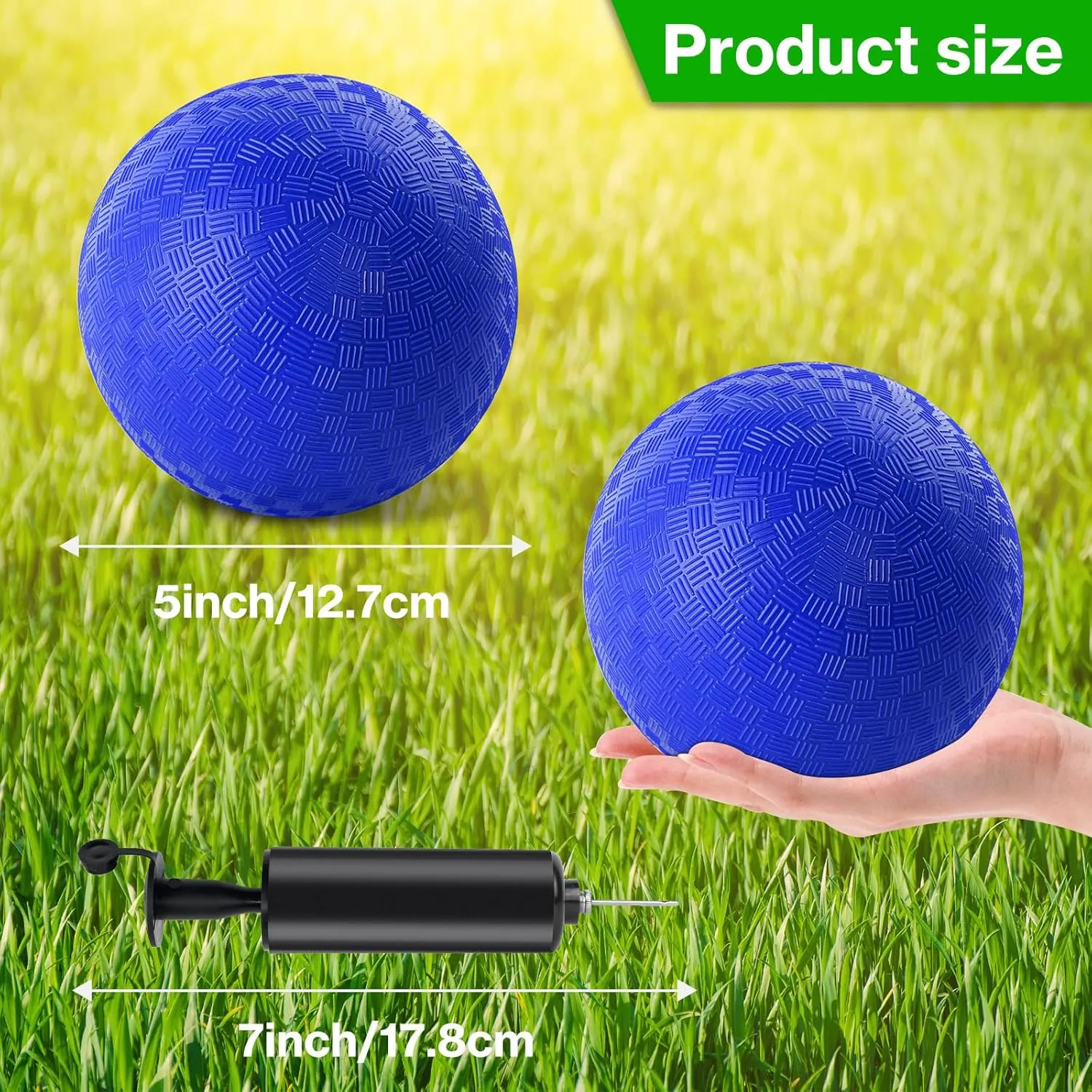 24 Pcs Dodgeballs 5 Inch Playground Ball Kickball Inflatable Rubber Handball Bouncy Dodge Ball with 1 Hand Pump for Outdoors Ball Games Gym Camps Picnic