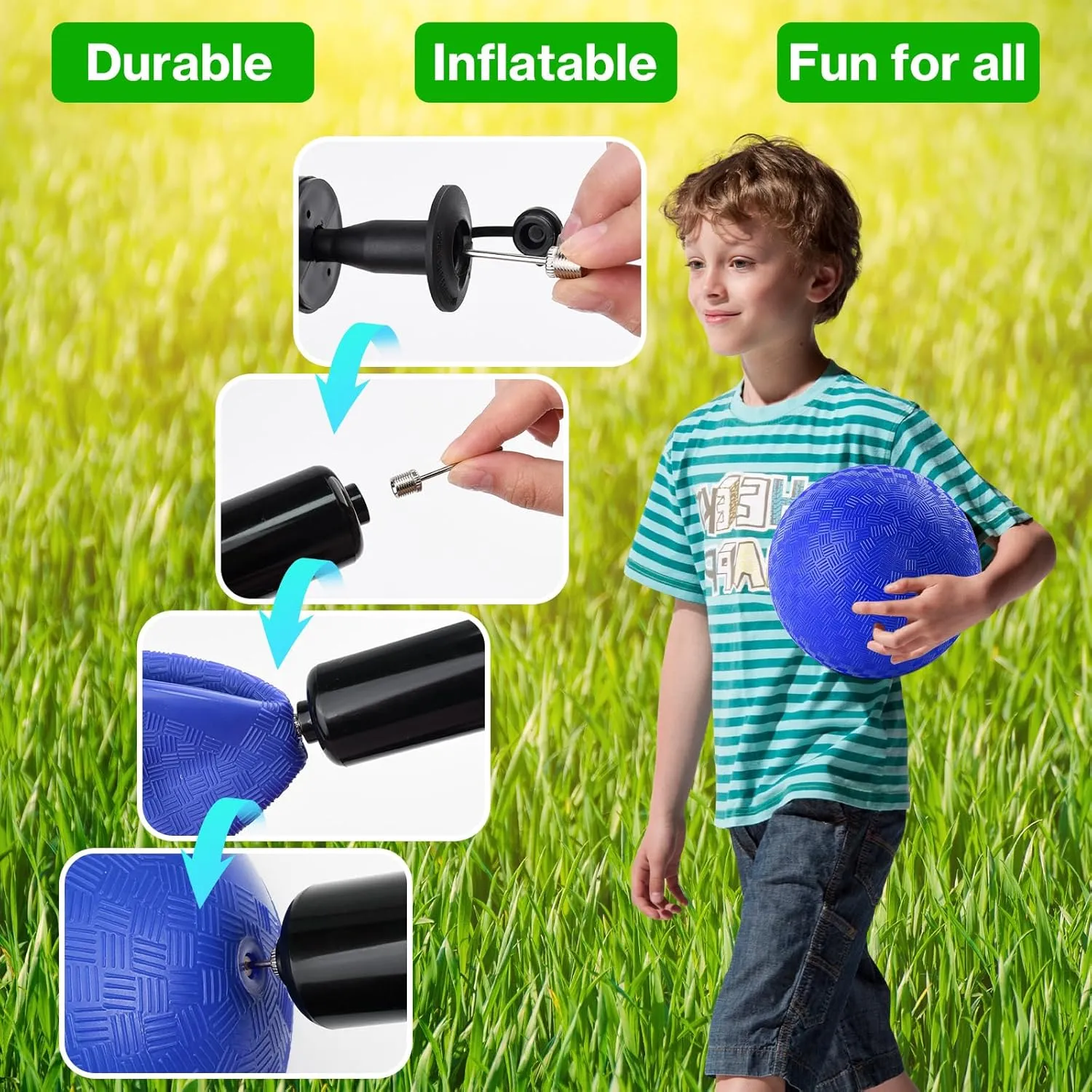 24 Pcs Dodgeballs 5 Inch Playground Ball Kickball Inflatable Rubber Handball Bouncy Dodge Ball with 1 Hand Pump for Outdoors Ball Games Gym Camps Picnic