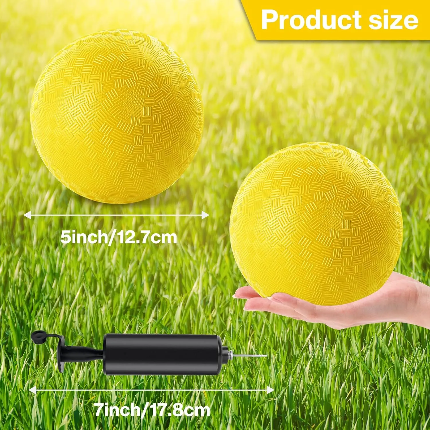 24 Pcs Dodgeballs 5 Inch Playground Ball Kickball Inflatable Rubber Handball Bouncy Dodge Ball with 1 Hand Pump for Outdoors Ball Games Gym Camps Picnic