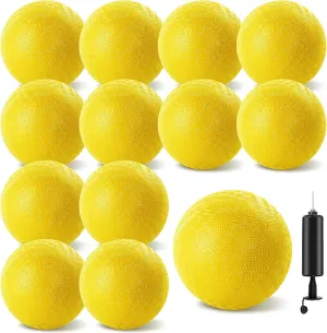 24 Pcs Dodgeballs 5 Inch Playground Ball Kickball Inflatable Rubber Handball Bouncy Dodge Ball with 1 Hand Pump for Outdoors Ball Games Gym Camps Picnic