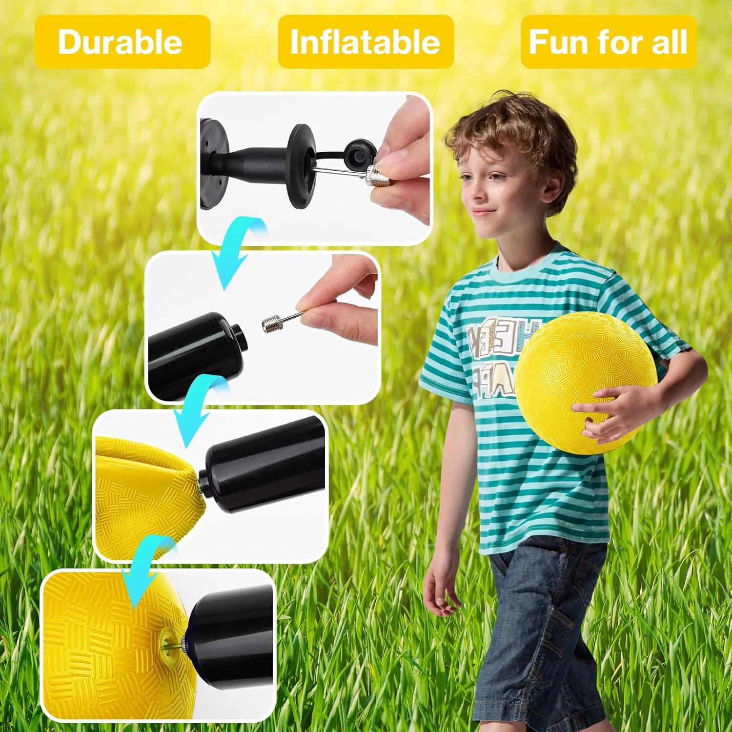 24 Pcs Dodgeballs 5 Inch Playground Ball Kickball Inflatable Rubber Handball Bouncy Dodge Ball with 1 Hand Pump for Outdoors Ball Games Gym Camps Picnic