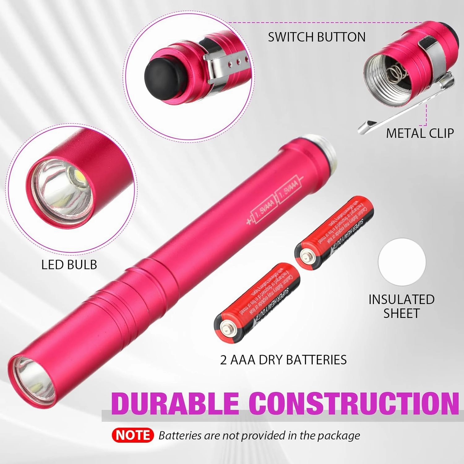 24 Pack Mini Pen Flashlights Bulk LED Pen Lights Aluminum Pocket Flashlights with Clips Small Handheld Torches Gifts for Nurses Camping Hiking Emergency Outdoor (Multicolor)