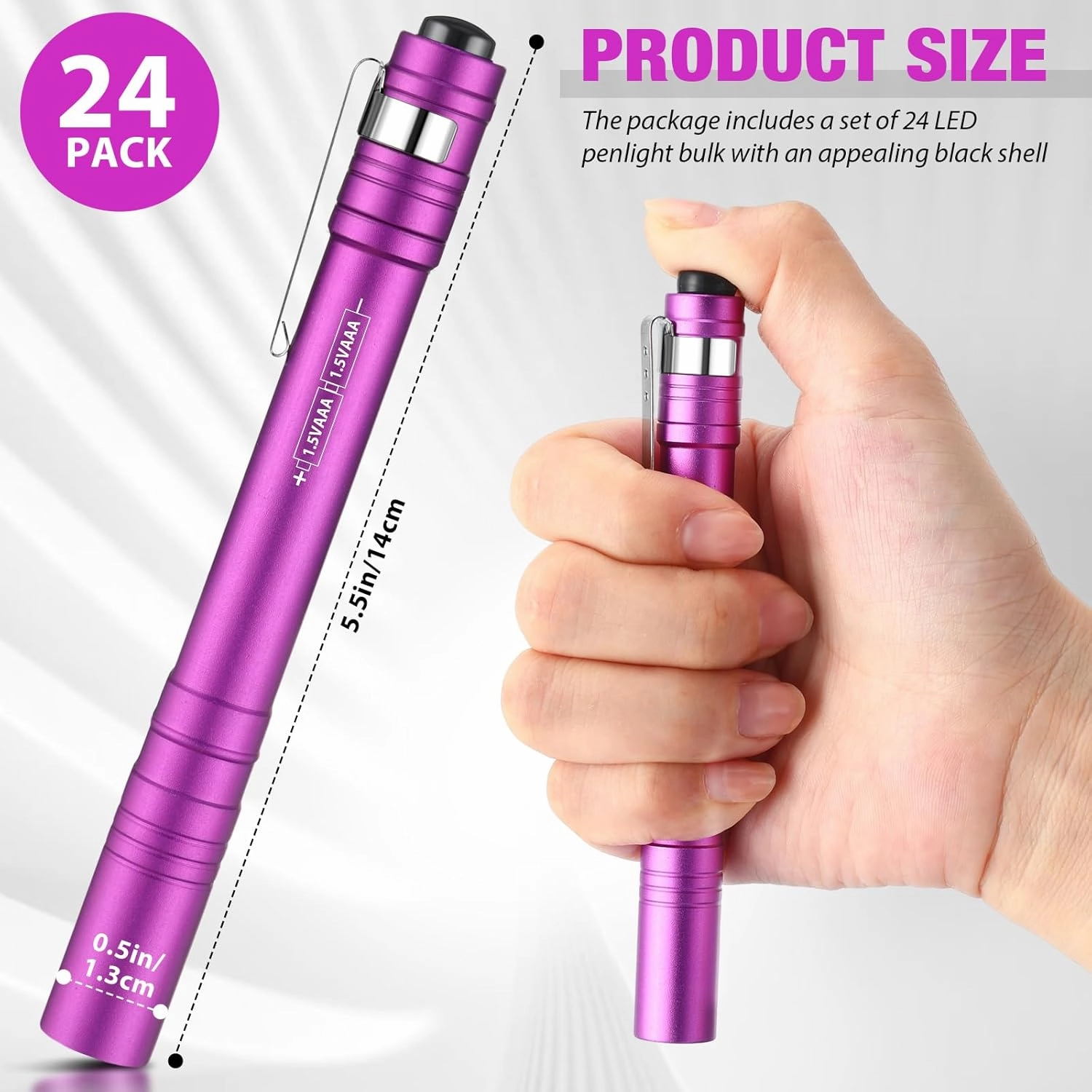 24 Pack Mini Pen Flashlights Bulk LED Pen Lights Aluminum Pocket Flashlights with Clips Small Handheld Torches Gifts for Nurses Camping Hiking Emergency Outdoor (Multicolor)