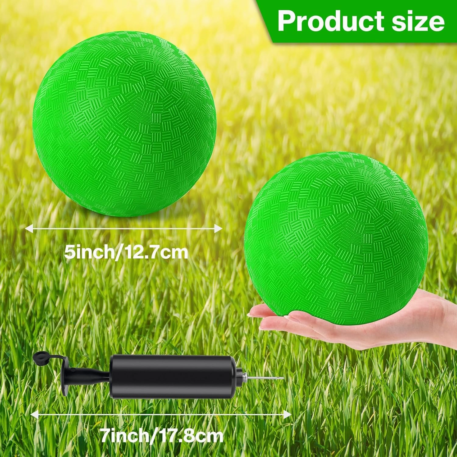 24 Pcs Dodgeballs 5 Inch Playground Ball Kickball Inflatable Rubber Handball Bouncy Dodge Ball with 1 Hand Pump for Outdoors Ball Games Gym Camps Picnic