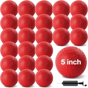 24 Pcs Dodgeballs 5 Inch Playground Ball Kickball Inflatable Rubber Handball Bouncy Dodge Ball with 1 Hand Pump for Outdoors Ball Games Gym Camps Picnic