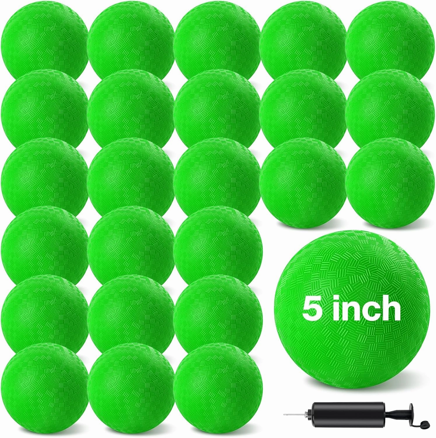 24 Pcs Dodgeballs 5 Inch Playground Ball Kickball Inflatable Rubber Handball Bouncy Dodge Ball with 1 Hand Pump for Outdoors Ball Games Gym Camps Picnic