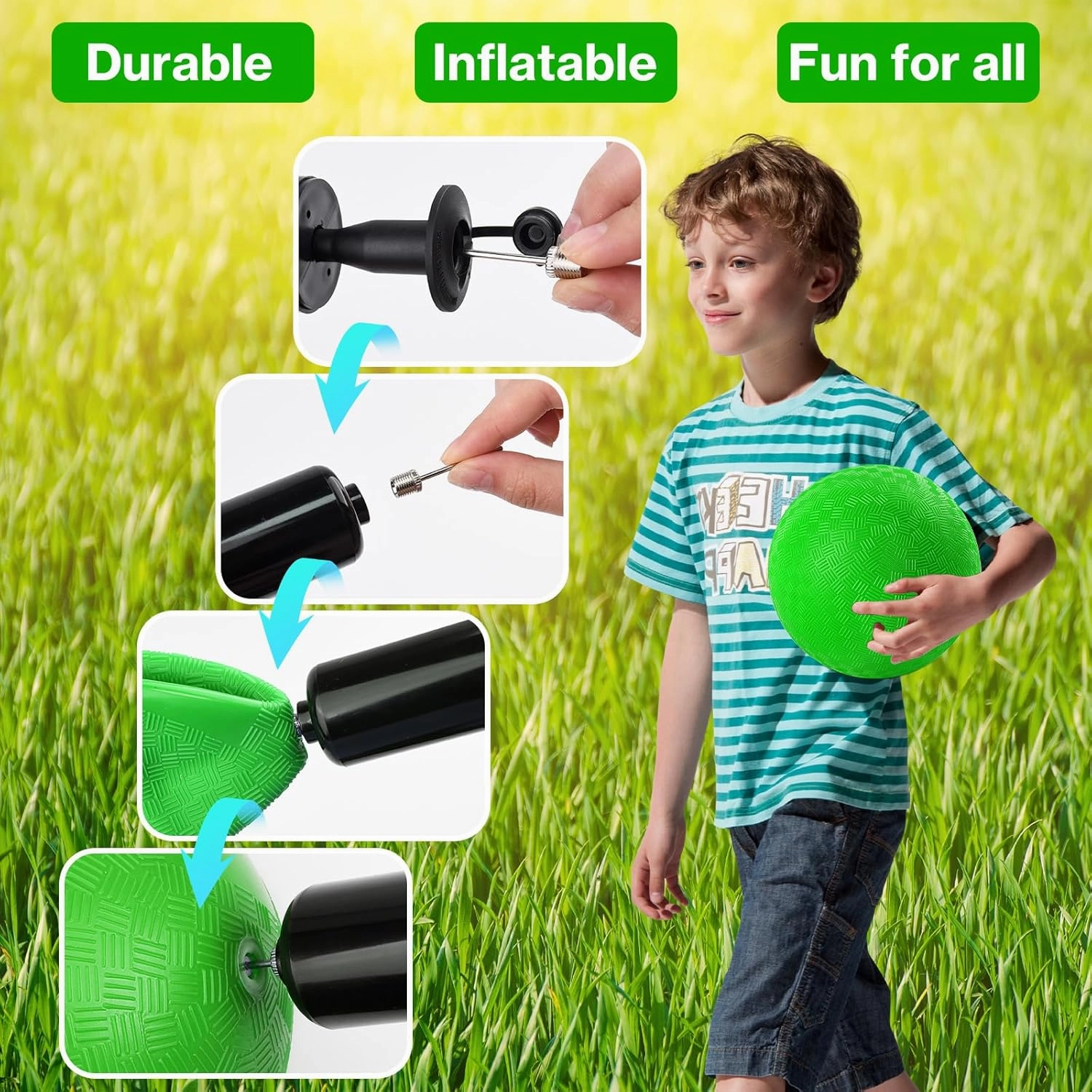 24 Pcs Dodgeballs 5 Inch Playground Ball Kickball Inflatable Rubber Handball Bouncy Dodge Ball with 1 Hand Pump for Outdoors Ball Games Gym Camps Picnic