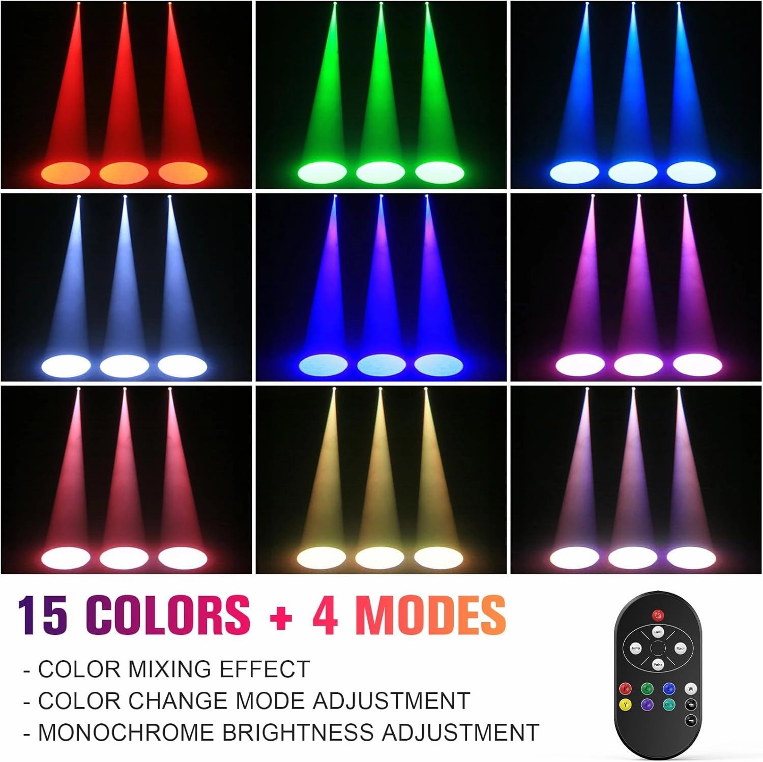 2 Pack 20W Pinspot Light with Remote,RGBWYP Cyan LED Beam Spot Lights,Ultra Bright Mirror Disco Ball Spotlight Stage Light for DJ Disco Party Bar Club Show Wedding Children's Theater