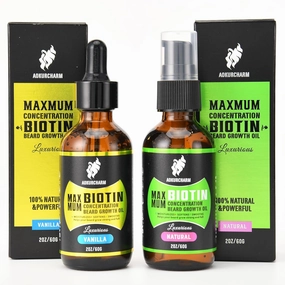 2 Pack Beard Growth Oil for Men – Vanilla & Unscented – High Strength Biotin Serum – Softens, Strengthens & Boosts Beard Growth – Gift Set for Father’s Day, Anniversaries & Christmas