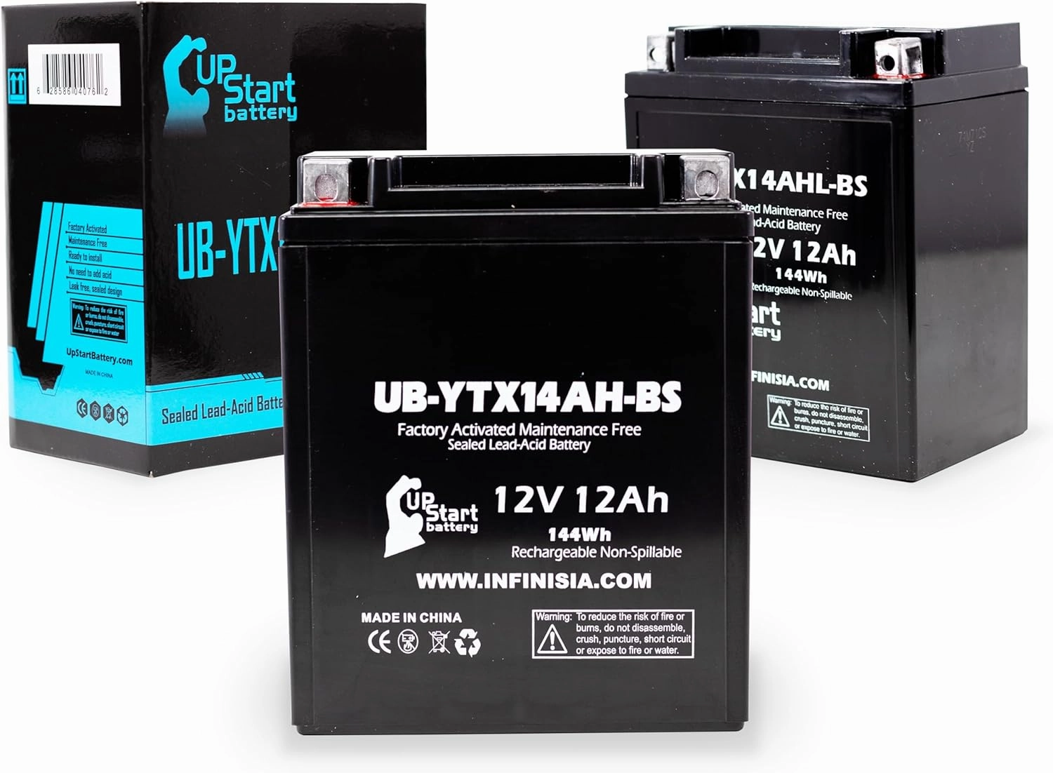 2-Pack UB-YTX14AHL-BS Battery Replacement for 1989 Cagiva Elefant Bifaro 750 CC Motorcycle - Factory Activated, Maintenance Free, Motorcycle Battery - 12V, 12AH, UpStart Battery Brand