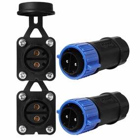 2 Pin 50Amp Trolling Motor Plug Receptacle Set, 12/24/36/48 Volt Marine Boat Power Waterproof IP67 Connector Trolling Boat Plug for Trolling Motors Compatible with 6/8 AWG Wire Blue 2 Pack