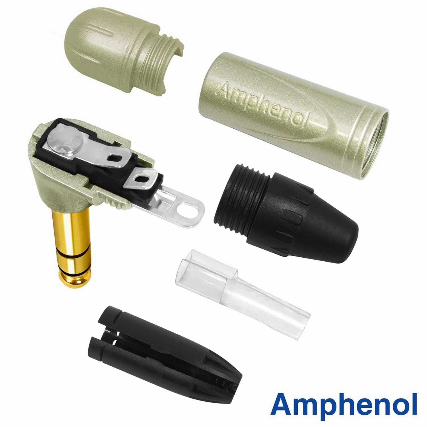 2 Units - 2 Foot - WBC-PRO-Quad Ultra-Silent Ultra-Flexible Balanced Star-Quad Cable with Amphenol QS3R-AU ¼ Inch (6.35mm) Gold Right-Angled TRS Stereo Phone Plugs & Black Tweed Jacket