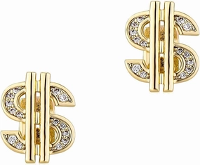 2PCS New Gold Plated Gold Dollar Shape Hip Hop Grillz Teeth Single Teeth Grillz Cap Top or Bottom Grills for Men and women